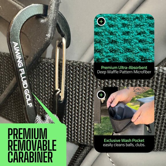 Magnetic Golf Towel 16" x 24" Augusta Green - Picture 2 of 8